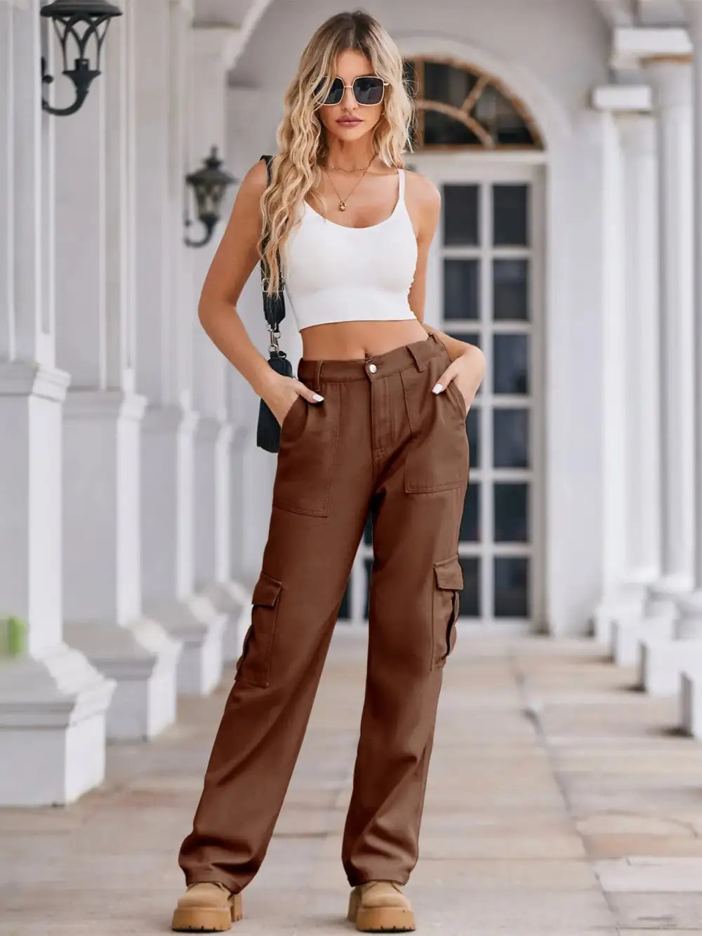 Utility High Waist Cargo Denim Jeans
