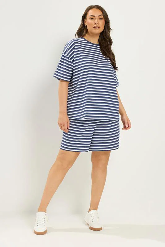 Blue Stripe T-Shirt & Shorts Co-ord detail 1