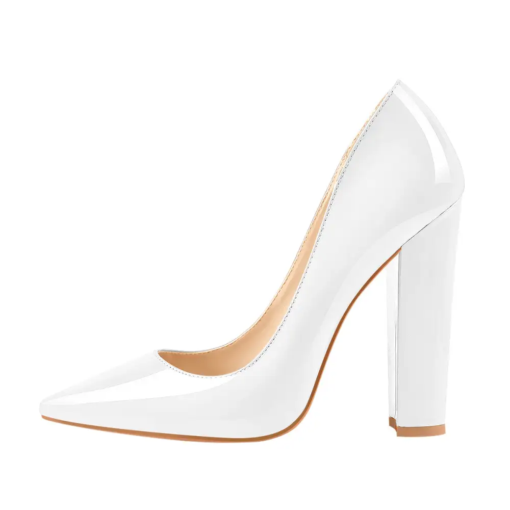 Modern Pointed Toe Chunky Heel Pumps