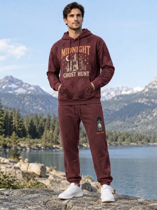 Men's Halloween Midnight Ghost Hunt Castle Printed Tracksuit