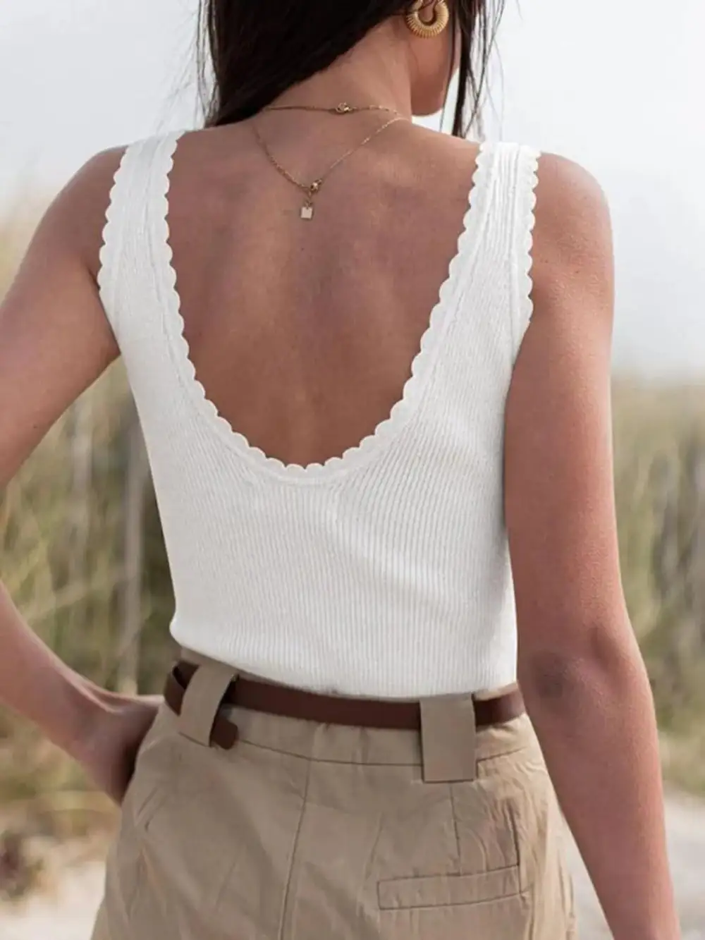 Scoop-Neck Ribbed-Knit Cotton Tank Top
