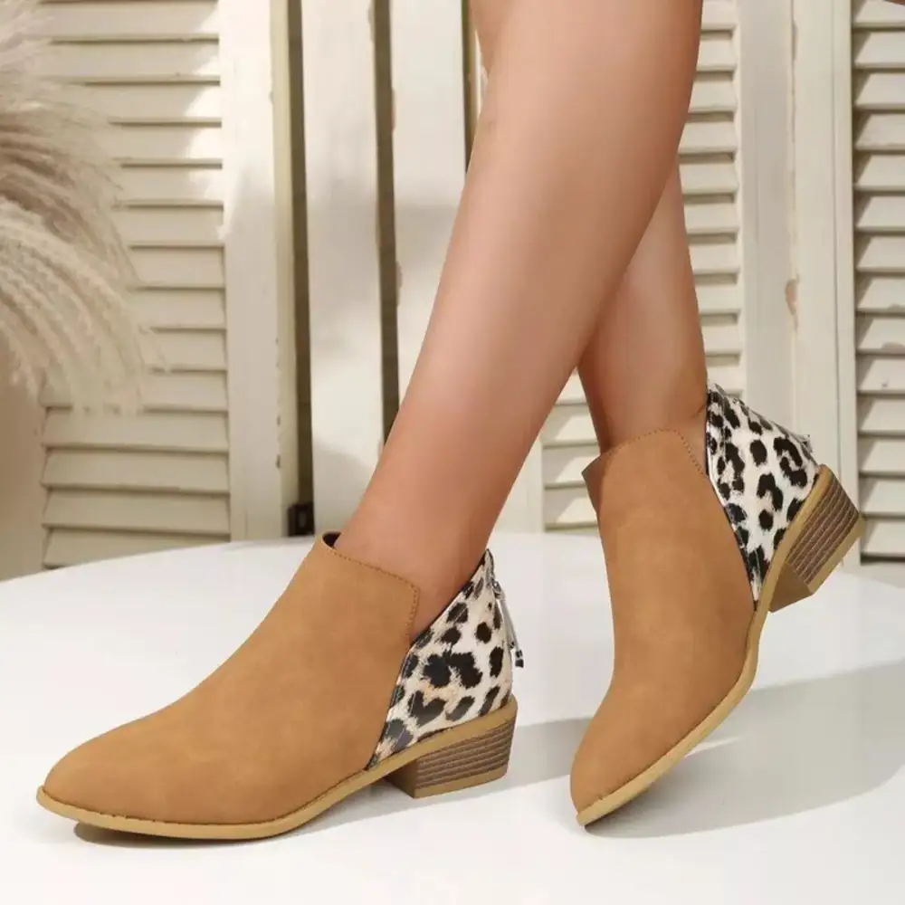Polished Pointed Toe Block Heel Boots