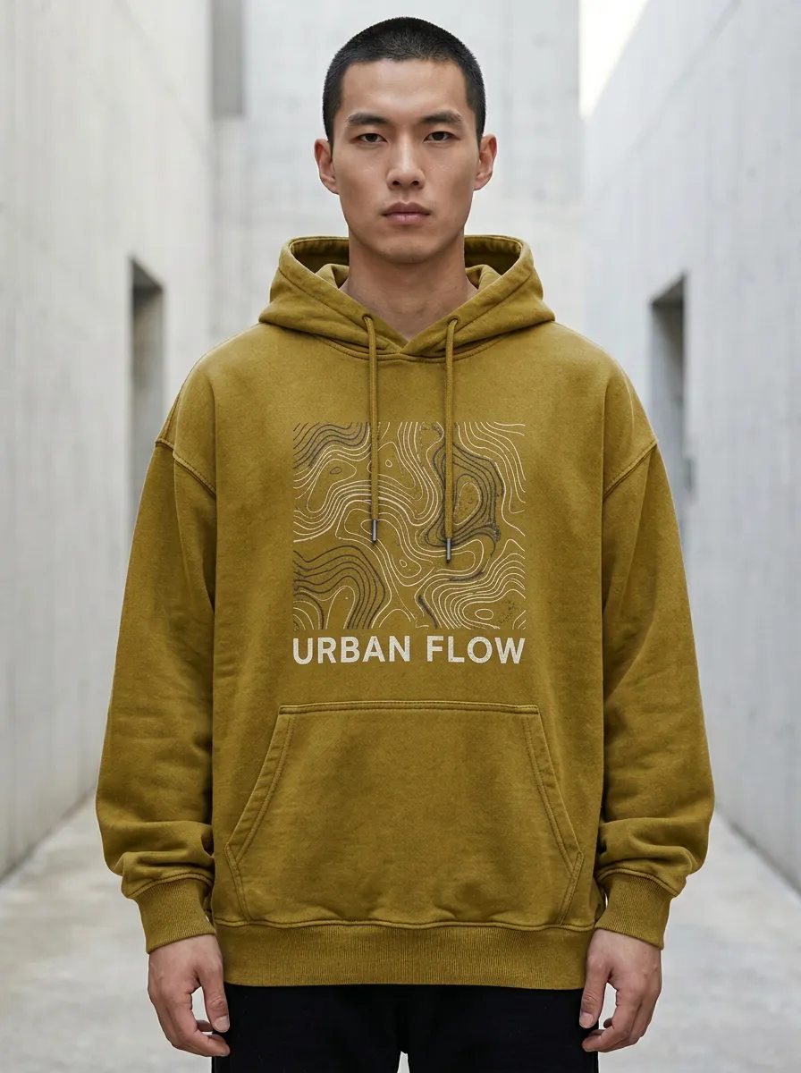 Relaxed Topographic Men's Graphic Hoodie
