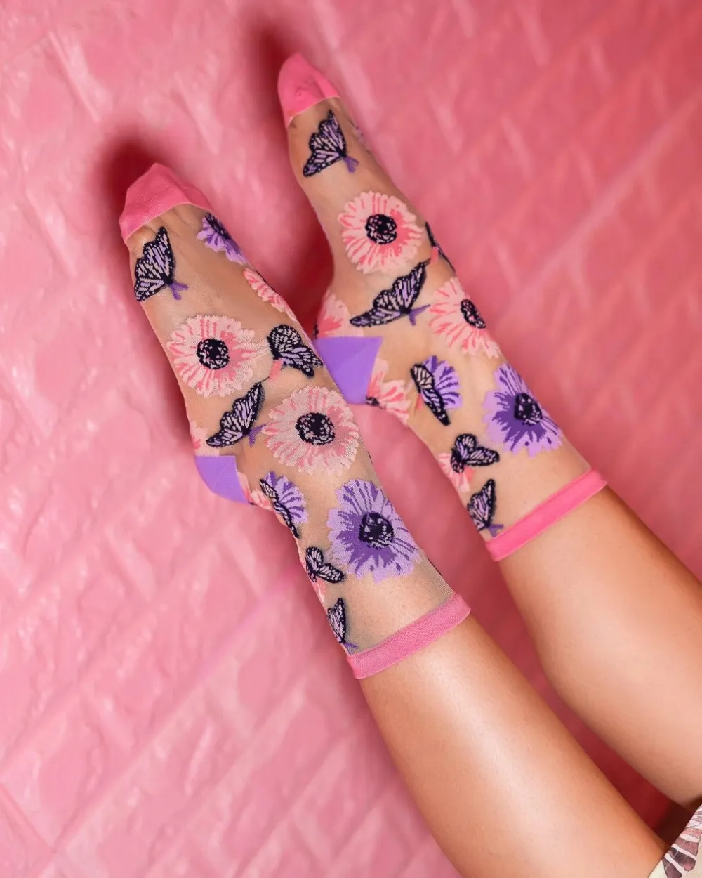 Sunflower Butterfly Sheer Socks