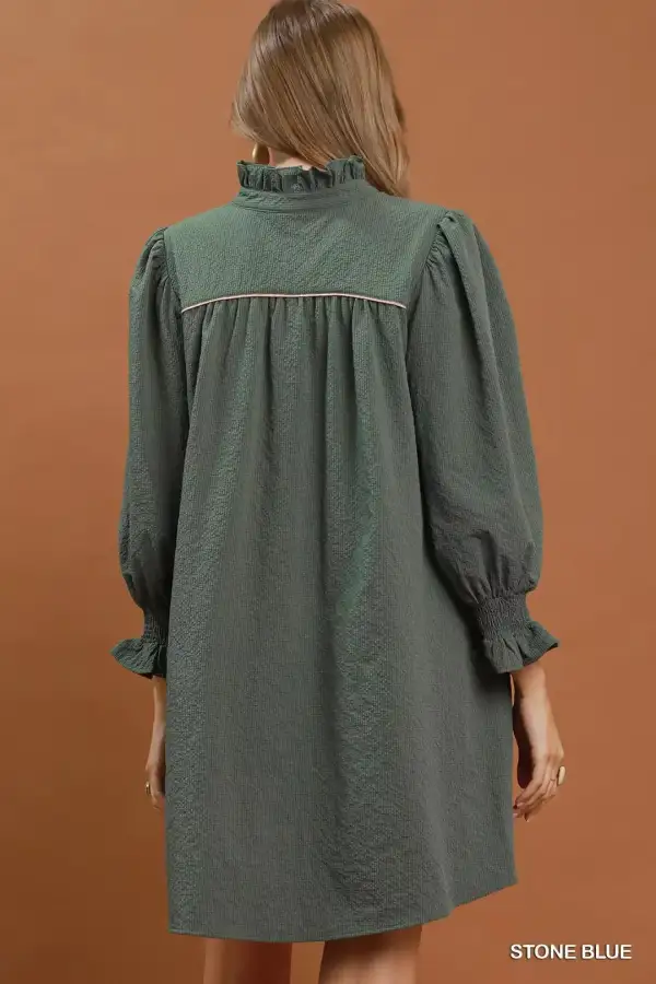 Everyday Puff Sleeve Pocketed Mini Dress