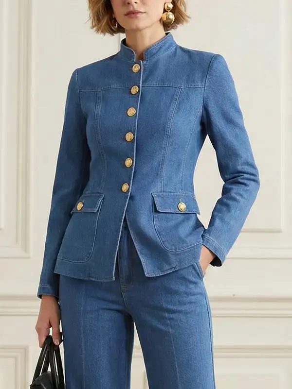 Denim Button Front Jacket Classic