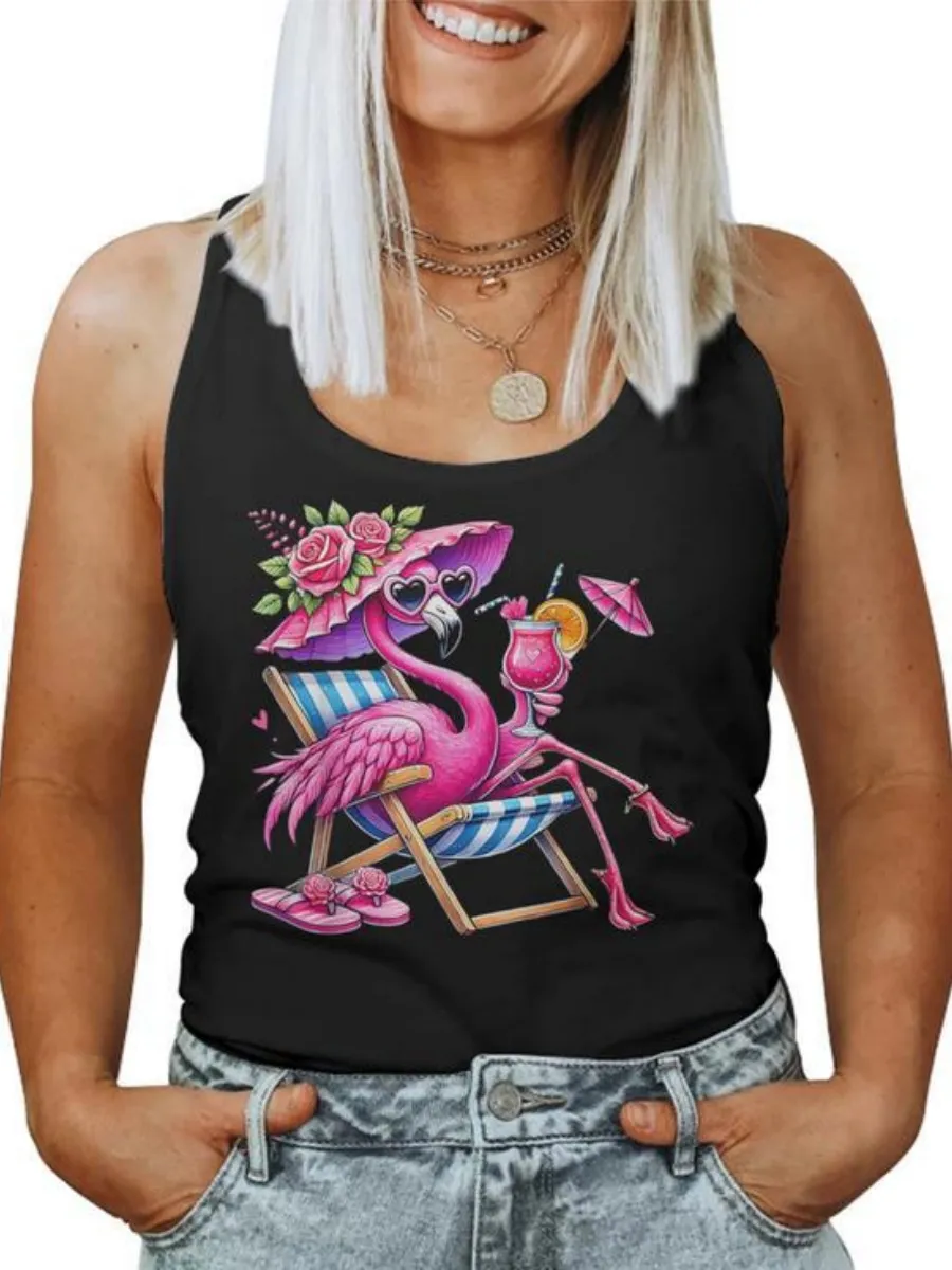 Vacation Flamingo Printed Tank