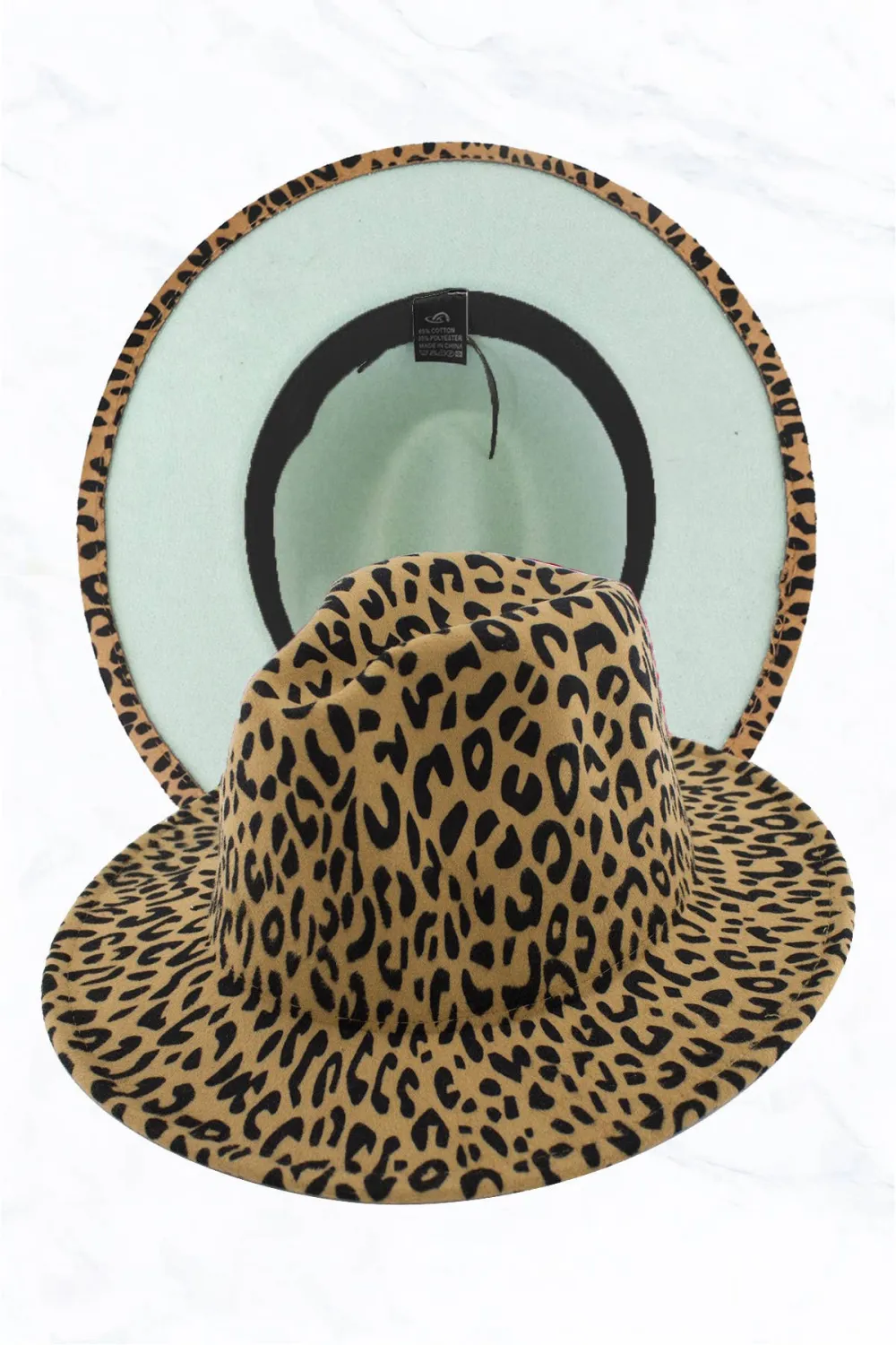 Women Double Sided Color Matching Leopard Fedora Hat