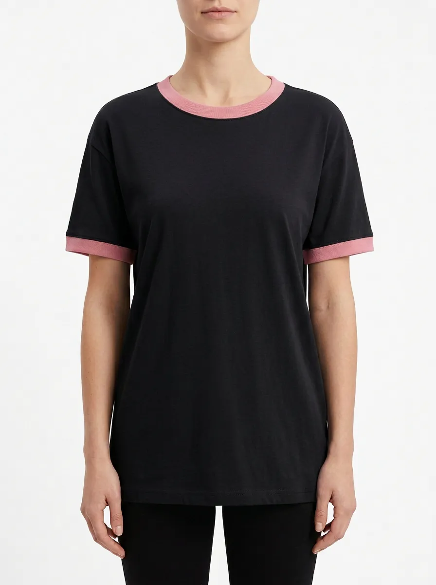 Women's Drop-Shoulder Crewneck Ringer T-Shirt
