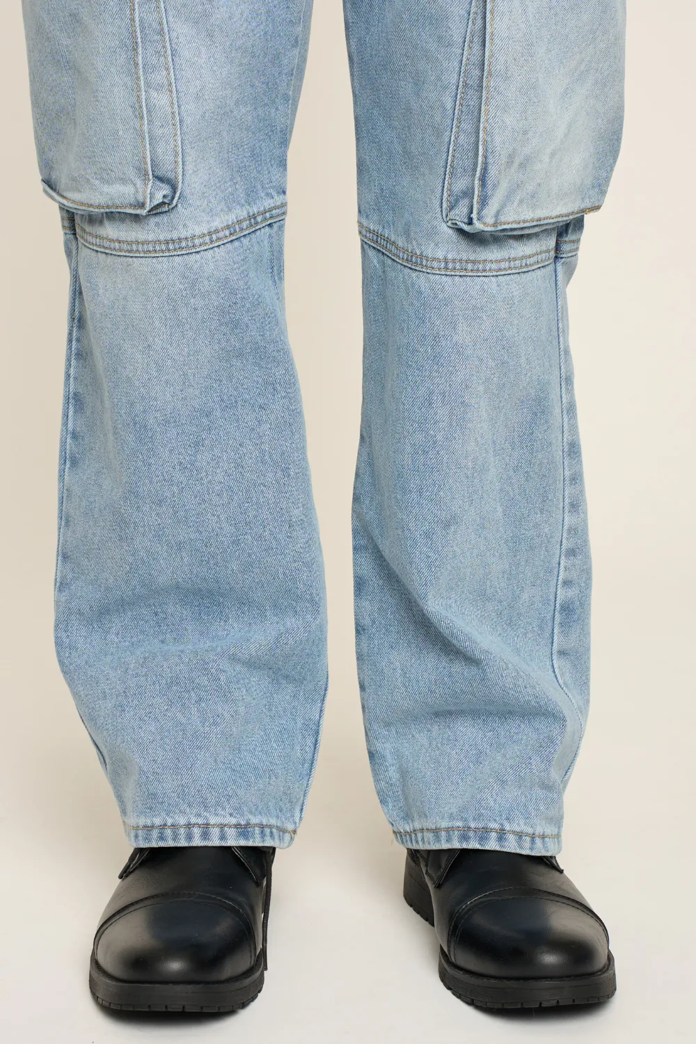 Men's Heavyweight Baggy Fit Cargo Denim Jeans