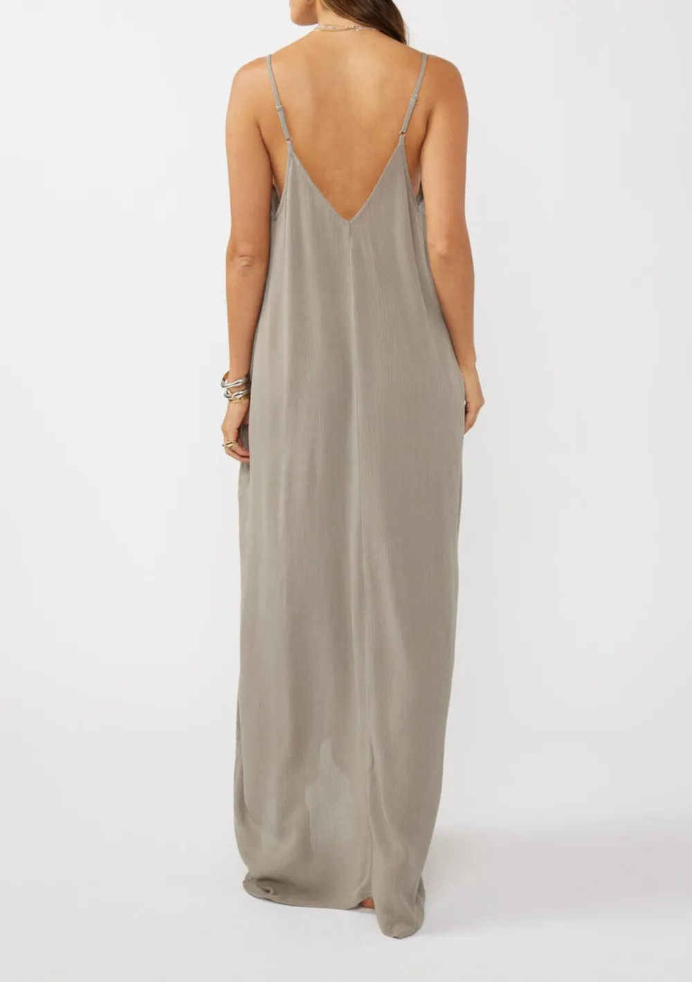 V-Neck Maxi Cami Dress with Pockets