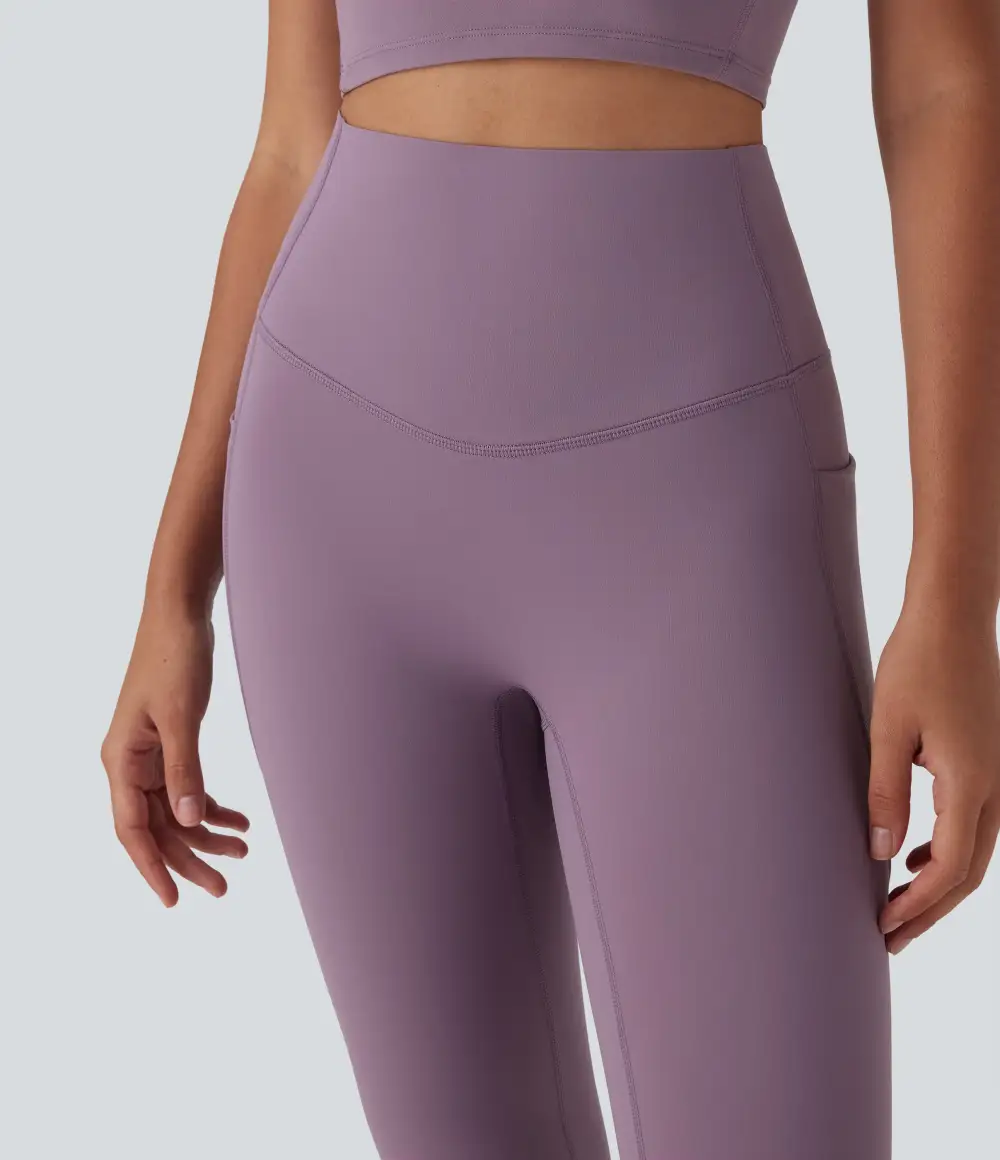 UltraSculpt Cool Quick Dry SoCinched High Waisted Tummy Control Yoga Bootcut Leggings-UPF 50+ with Pockets
