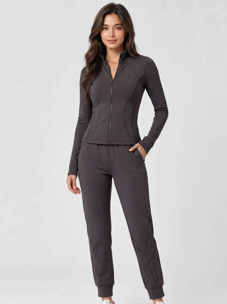 Women's Dusty Rose Athletic Yoga Tracksuit Set