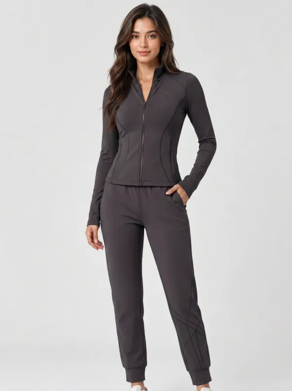 Women's Dusty Rose Athletic Yoga Tracksuit Set