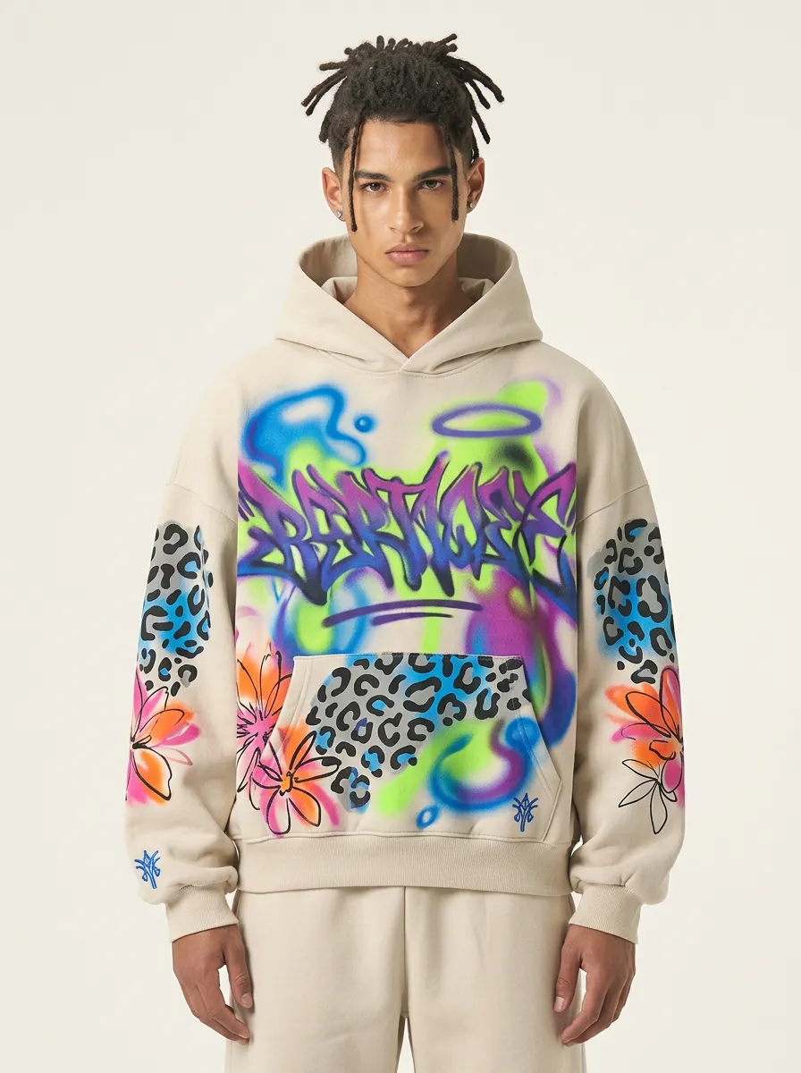 Unisex Streetwear Graffiti Leopard Floral Urban Graphic Hoodie