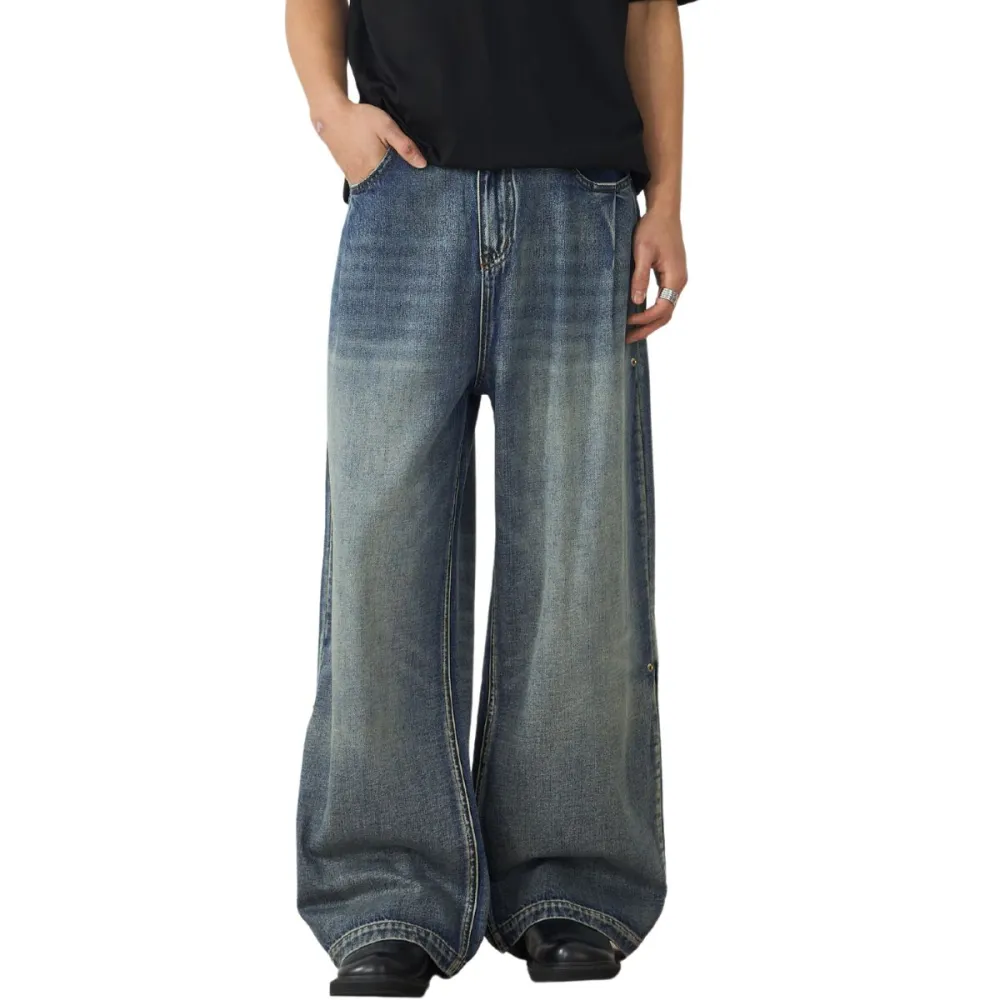 Men's Pleated Denim Jeans