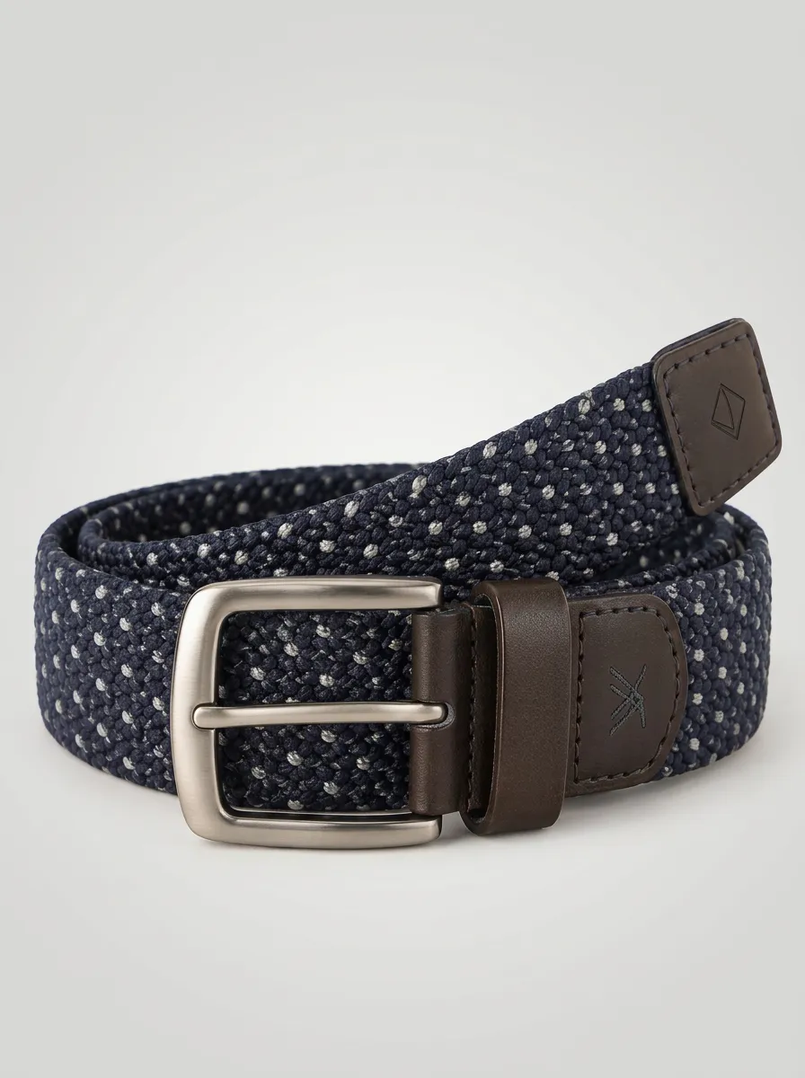 Men's Performance Ridge Casual Navy Speckled Stretch Woven Belt