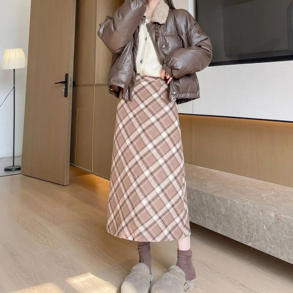 Heritage Plaid Tweed High Waist Pencil Skirt