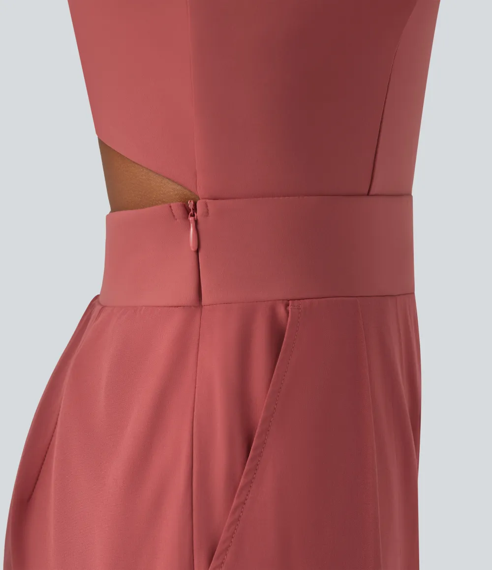 Breezeful Wide Leg Quick Dry Casual Slip Jumpsuit with Pockets-Easy Peezy Edition