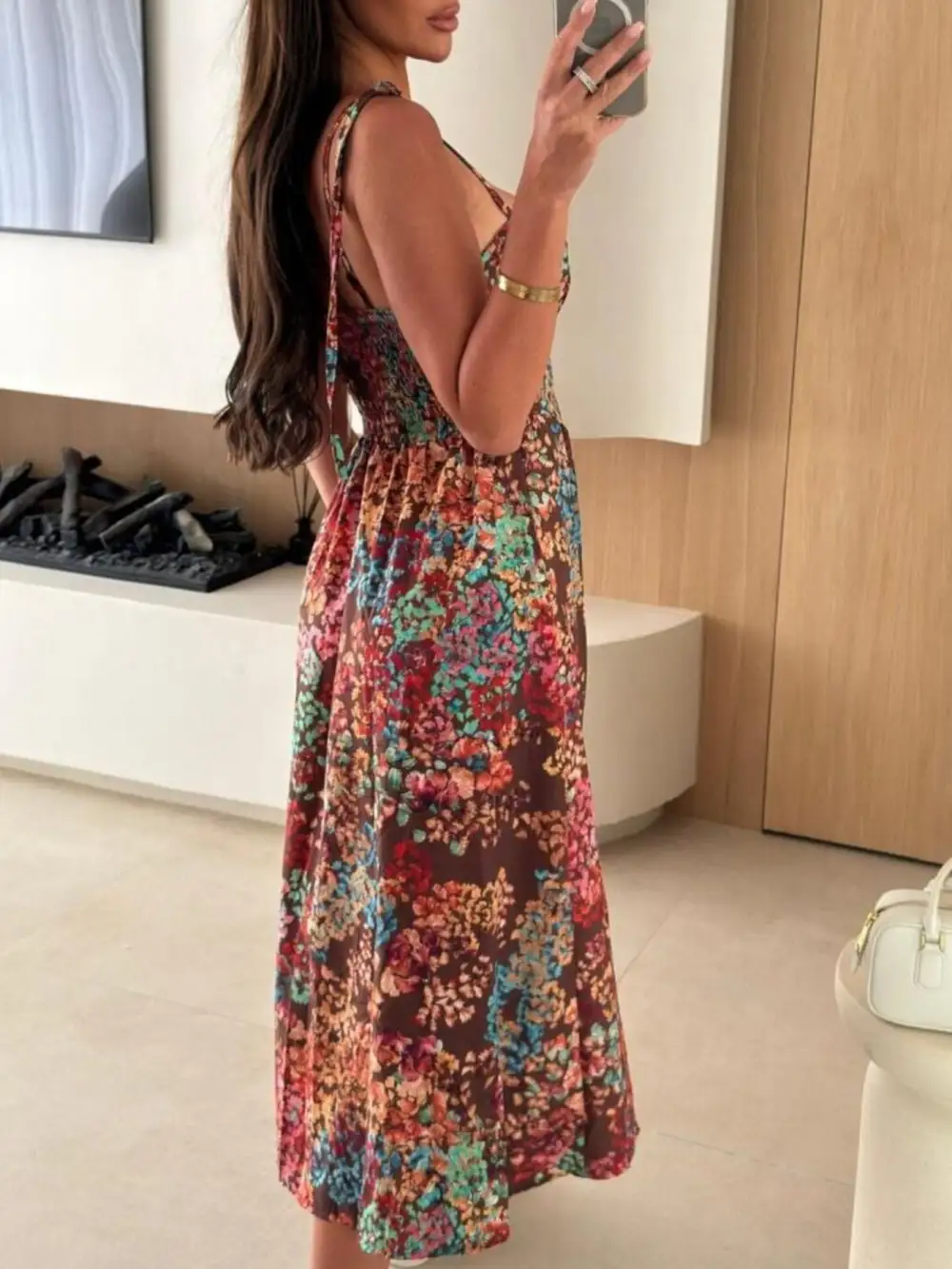 Drape Striped Midi Dress