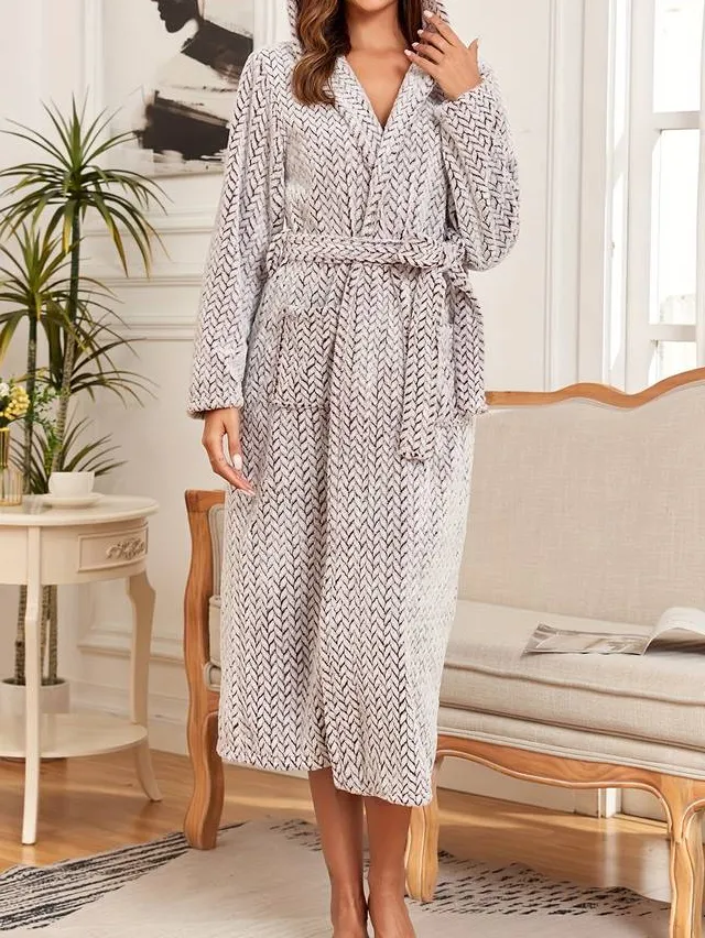 Hooded Terry Belted Bath Robe