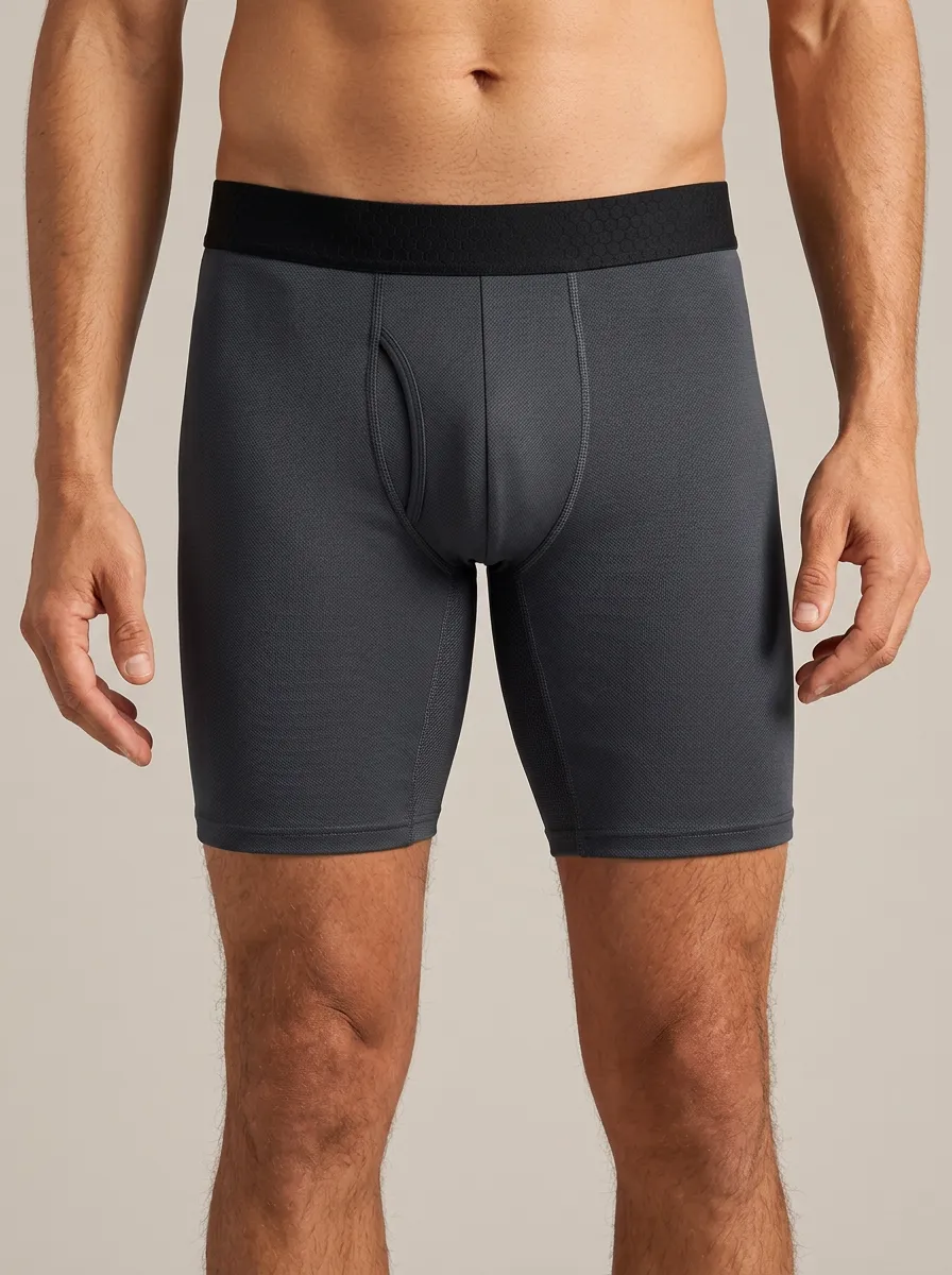 Men's Charcoal Grey Fly Front Boxer Briefs