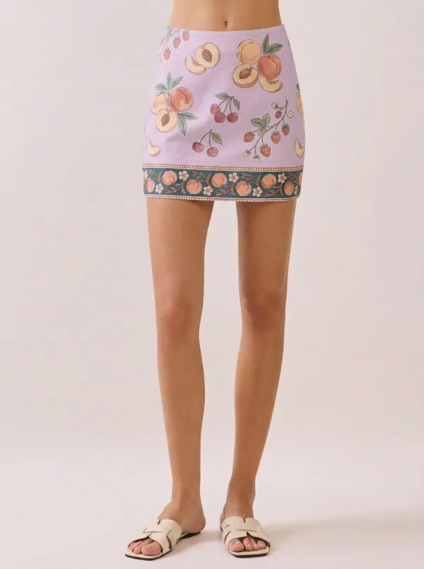 Women's Fruit Lover Peach Cherry Strawberry Printed Mini Skirt