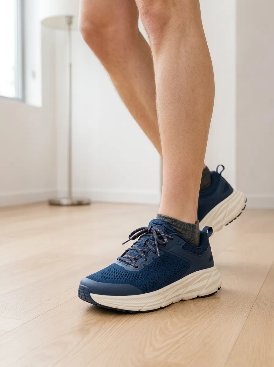 Men's Navy Blue Mesh Breathable Athletic Printed Sneakers