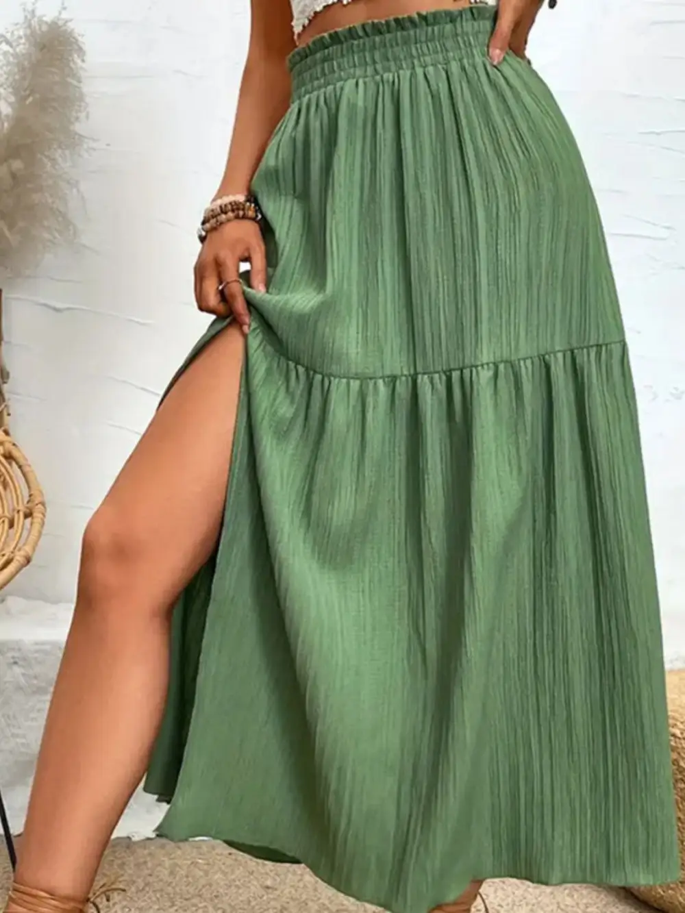 Side Slit Frill Skirt