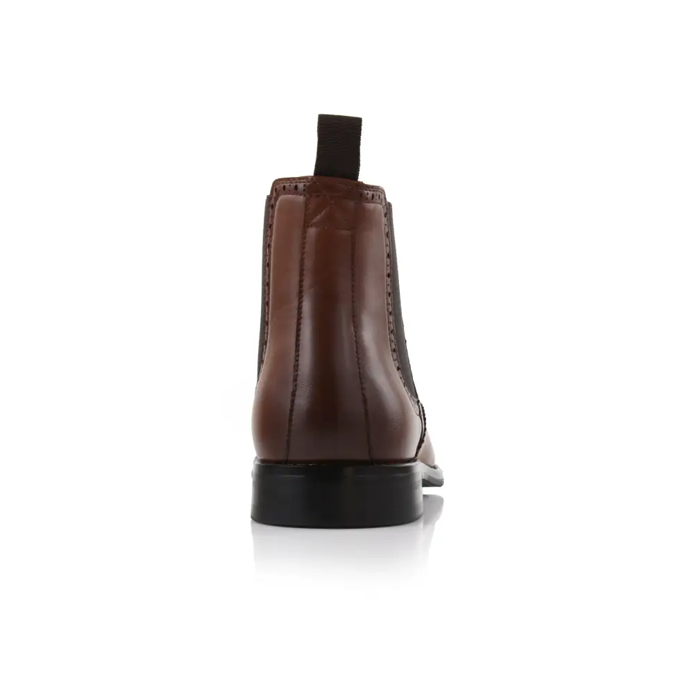 Faux-Leather Wingtip Brogue Chelsea Boots