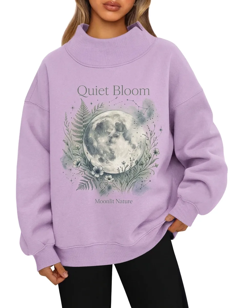 Women's Moonlit Nature Floral Moon Graphic Sweatshirt