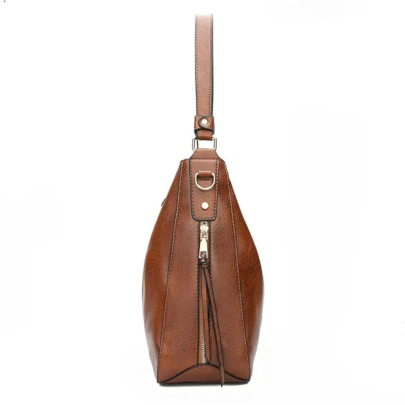 Leather Look Hobo Bag Large Shoulder Handbag Crossbody Strap
