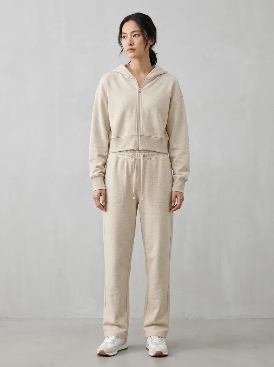 Studio Sport-Look Women's Cropped Zip-Up Hoodie Jogger Active Set