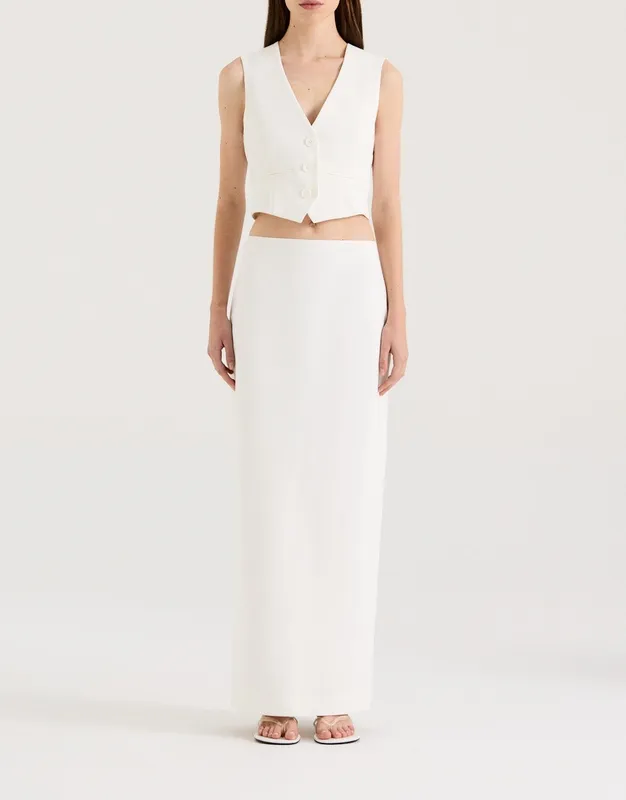 White Tailored Button-Front Vest