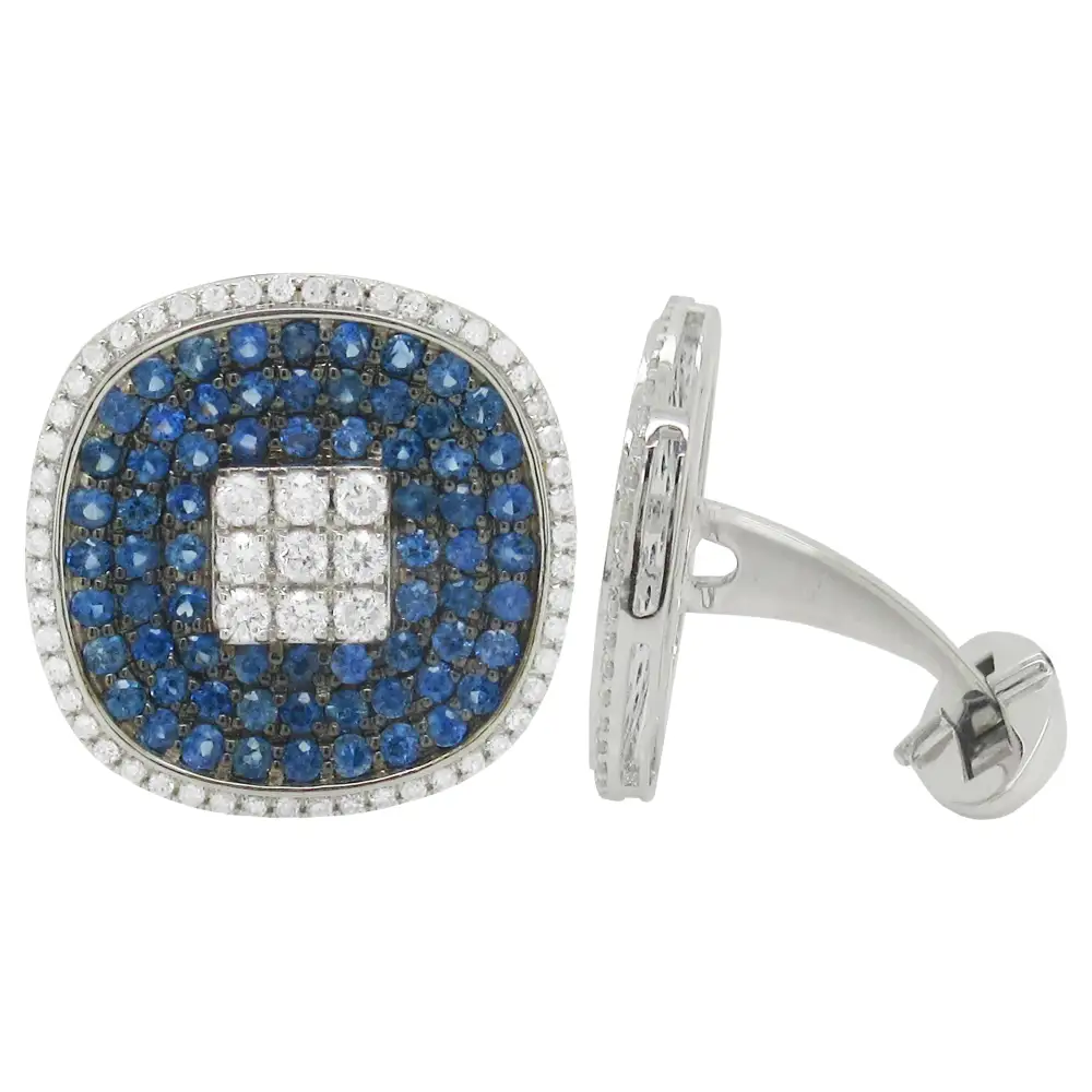 Fine Detail Diamond Sapphire Cufflinks