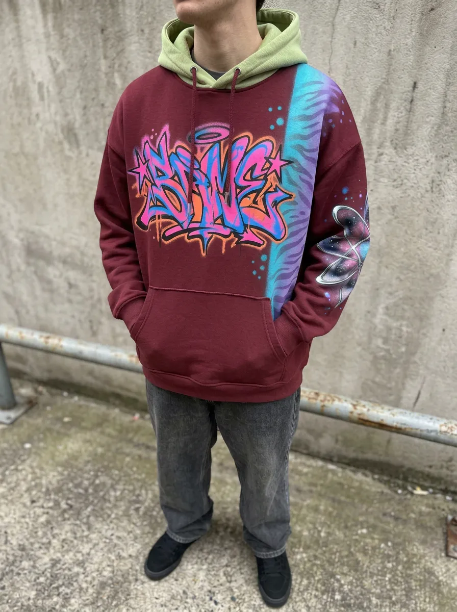 Unisex Streetwear Graffiti Logo Tiger Stripe Graphic Hoodie