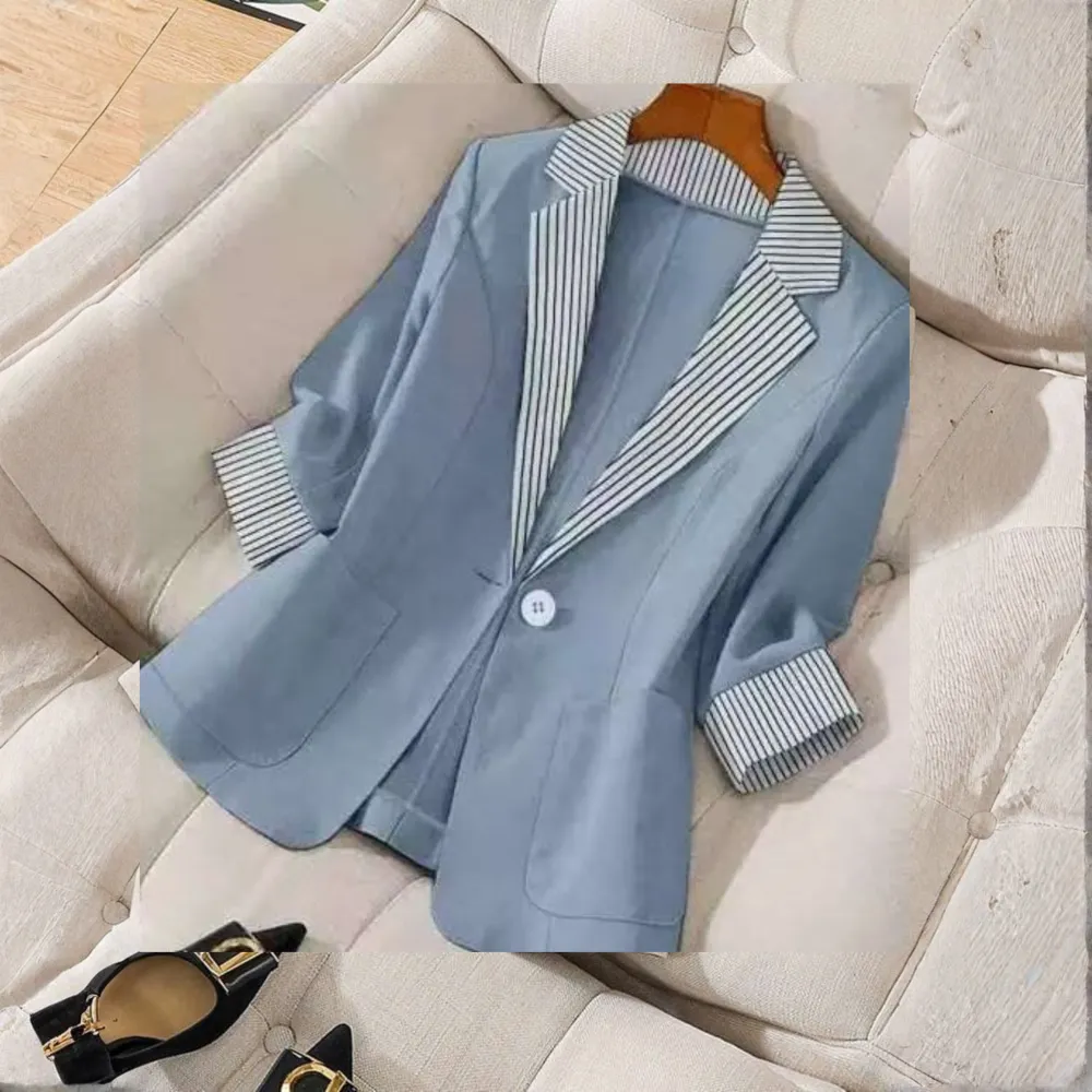 Classy Button Front Long Sleeve Office Blazer Coat