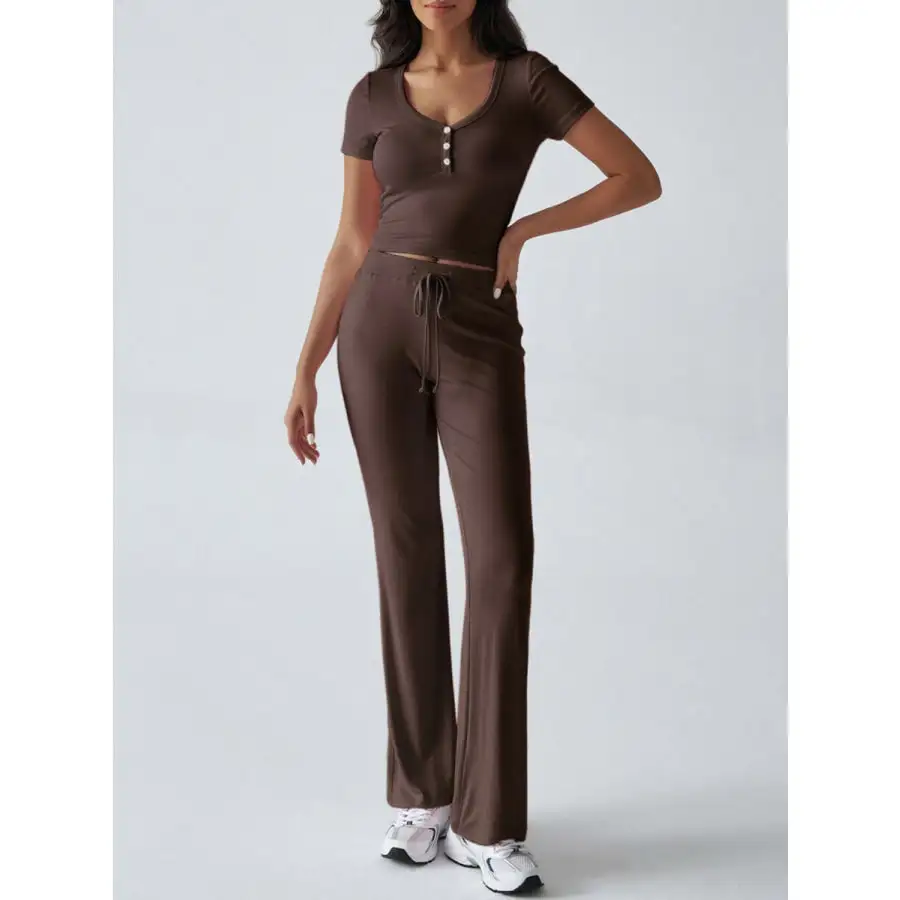 Short Sleeve Top and Drawstring Pants Set