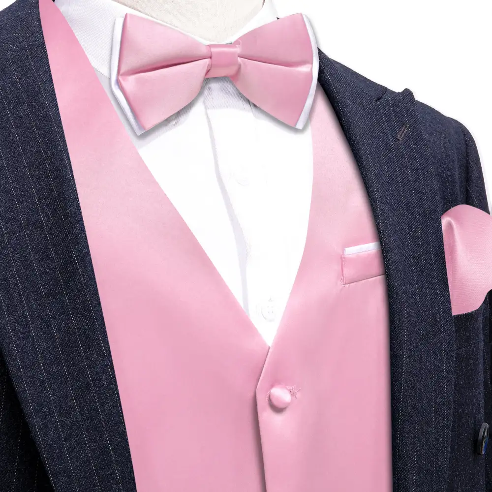 Refined Solid V Neck Formal Vest Set