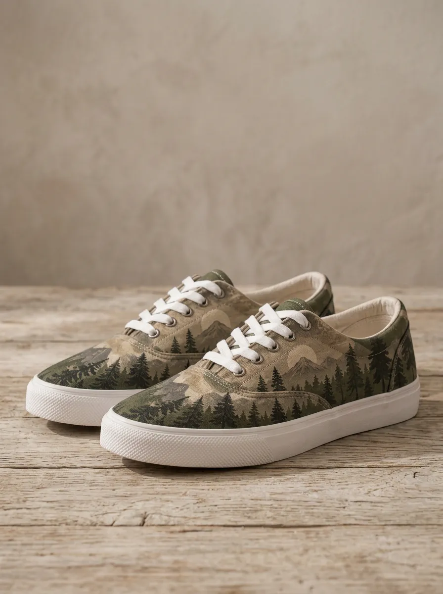 Men's Modern Nature Outdoor Lover Mountain Forest Patterned Canvas Shoes