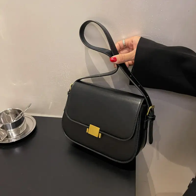 Structured Compact Faux Leather Square Crossbody Bag