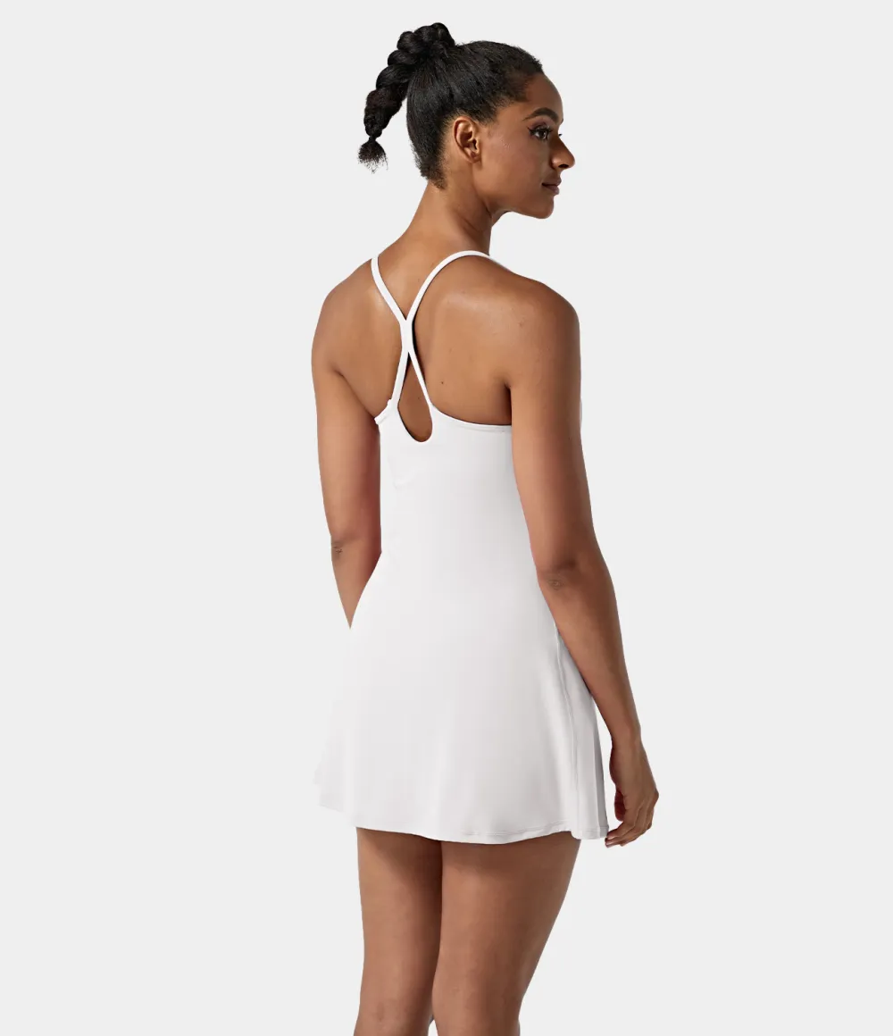 Softlyzero Airy Backless Cut Out 2-in-1 Pocket Cool Touch Mini Activity Dress
