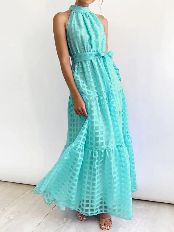 Plaid Sleeveless Maxi Dress