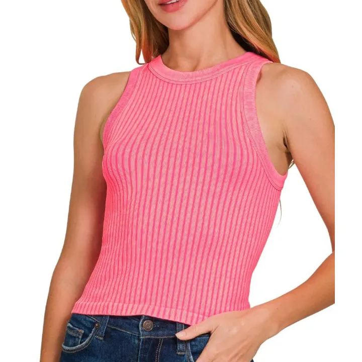 Ribbed Washed Seamless Tank Top