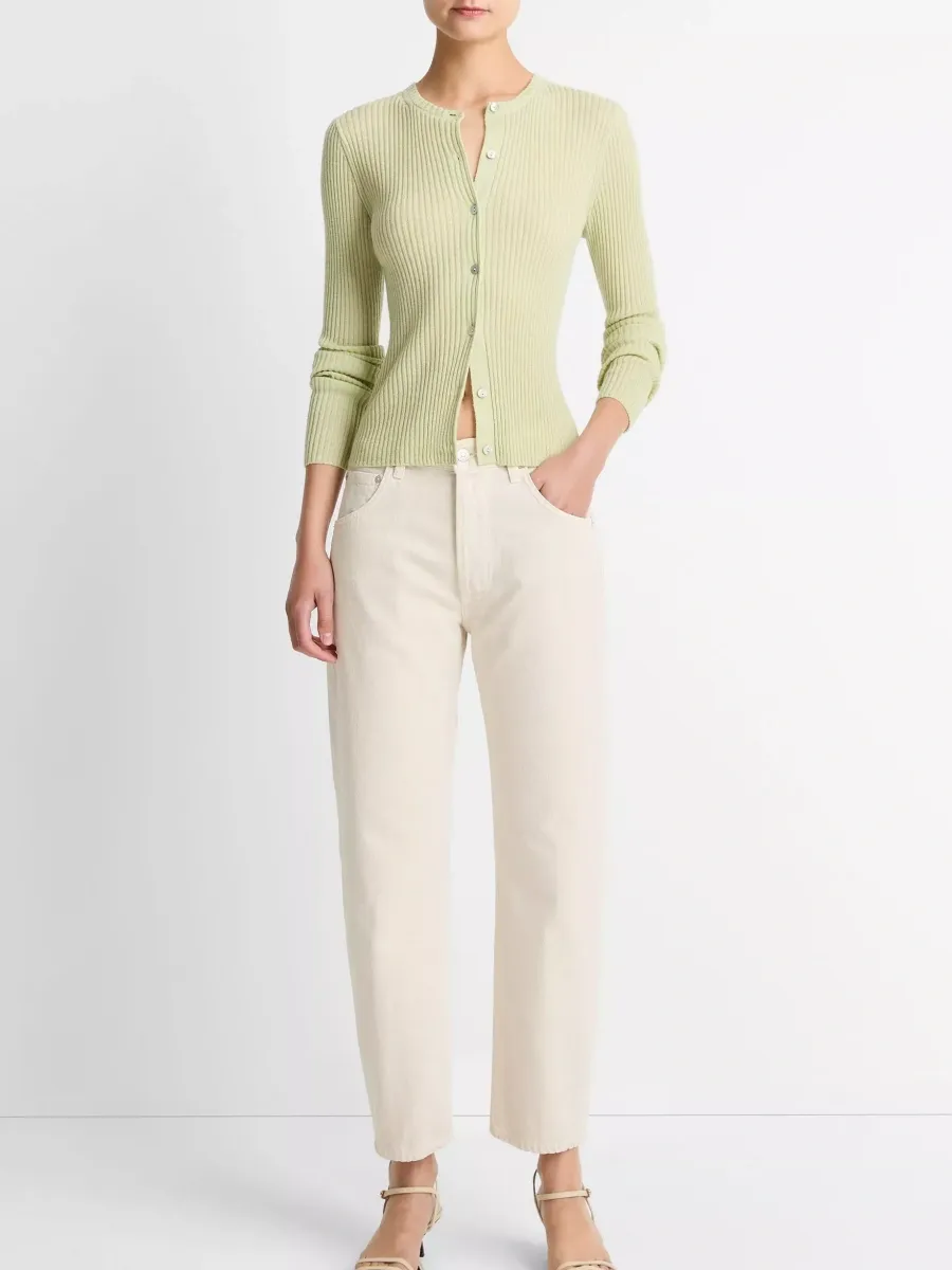 Ribbed Button Up Cardigan