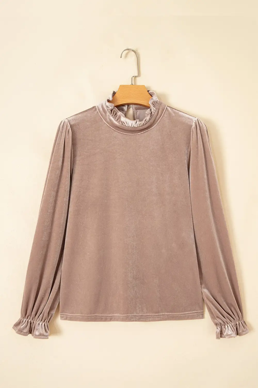 Women's Velvet Stand Neck Long Sleeve Top