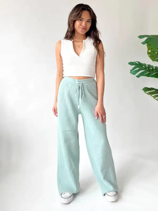 Drawstring Loose Lace Straight Trousers Pants