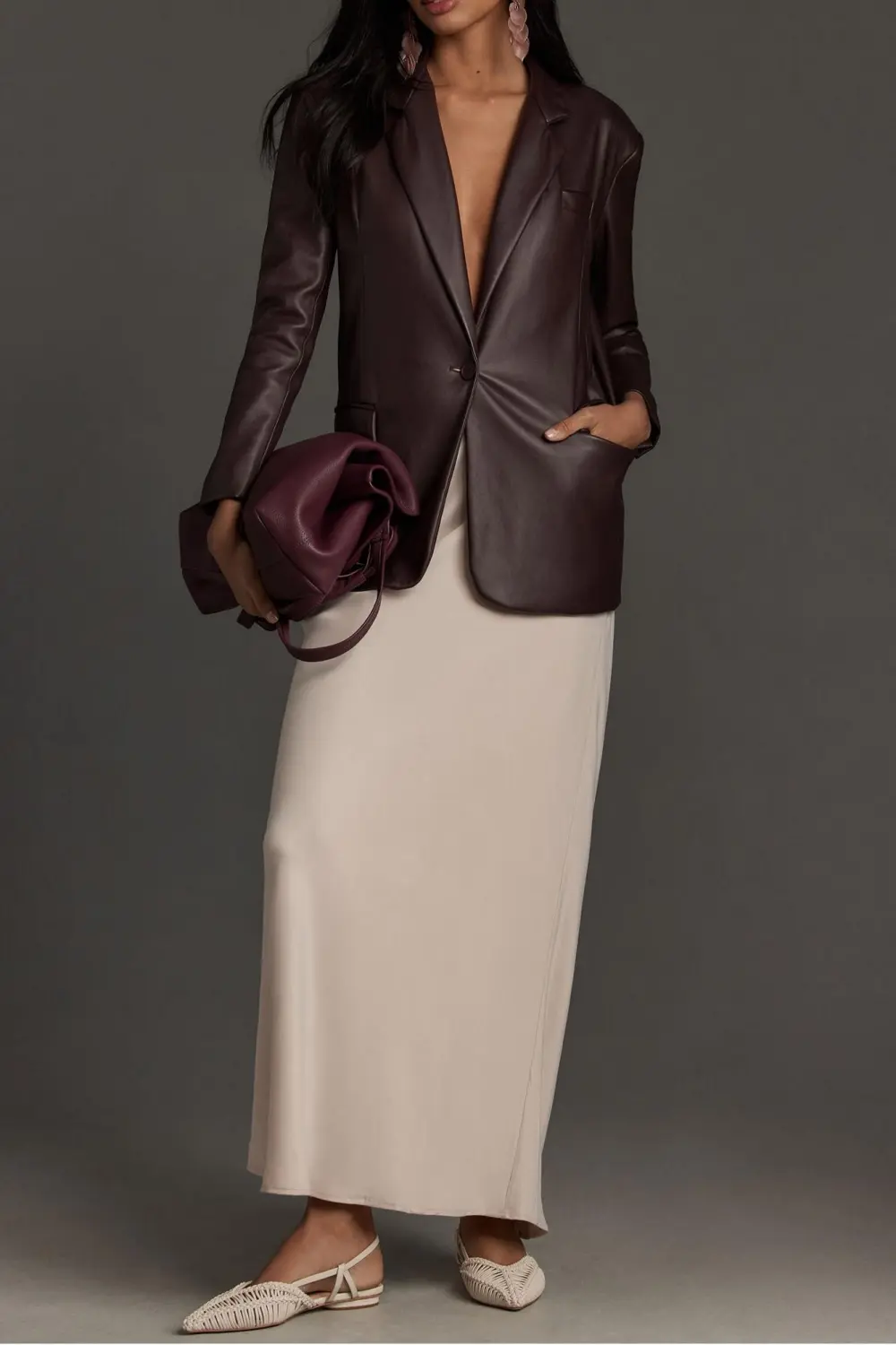 Embellished Side-Drape Maxi Skirt