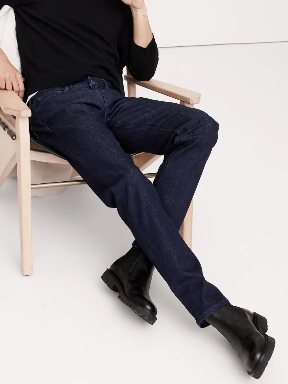 Men's  Rinse Dark Wash  Straight Soft Cotton Jeans
