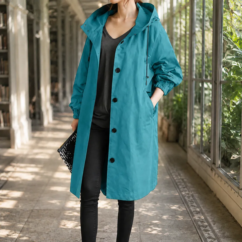 Hooded Calf-Length Overcoat